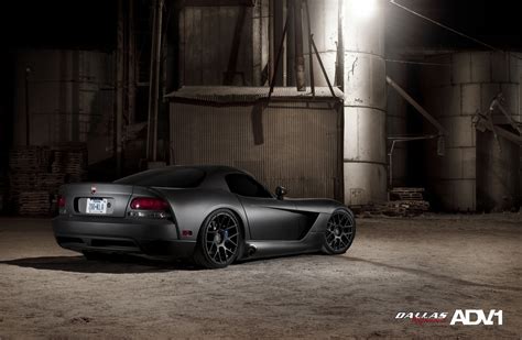 Sinister Matte Black Dodge Viper With a Low Stance and ADV1 Rims — CARiD.com Gallery