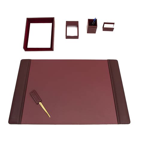 Leather Desk Set (6 Piece) (Contemporary Burgundy) – OfficeAccessoriesPlus
