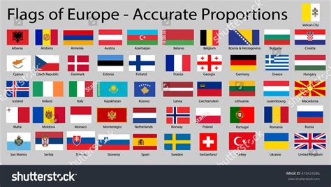 Flags Europe Continent Names Proper Dimensions: vetor stock (livre de direitos) 410424286 ...