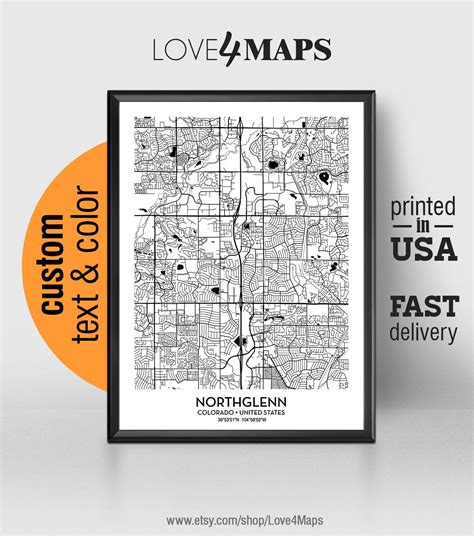 Northglenn Colorado Map Northglenn City Print Northglenn | Etsy