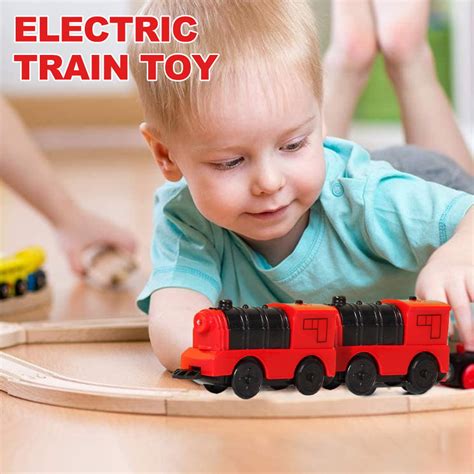 Buy Train Toy Battery Powered Engine Train Kids Wooden Railway Electric Train Compatible for ...