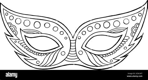 Mardi Gras mask - outline isolated element. Coloring page for adults ...