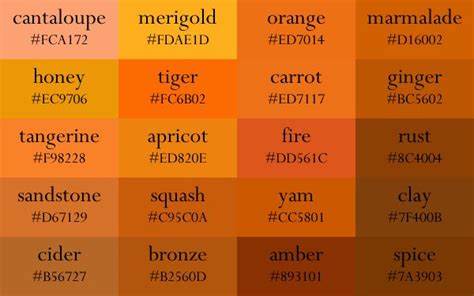 orange color palette names - Vita Spear