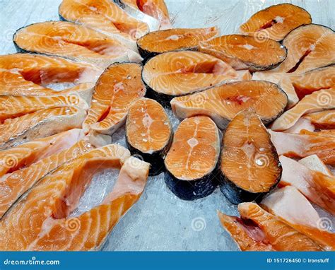 Appetizing raw fish steaks stock photo. Image of cook - 151726450