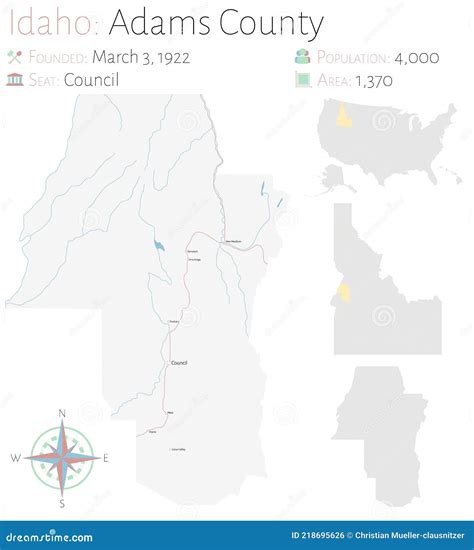 Map of Adams County in Idaho Stock Vector - Illustration of infographic ...