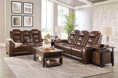 The Man-Den - Mahogany - 5 Pc. - Power Reclining Sofa with Adjustable ...