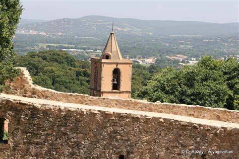 Grimaud, view tower from the ramparts of the castle, France