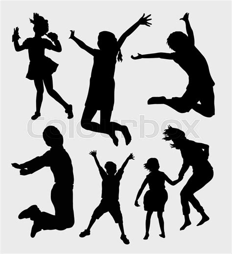 Happy kids playing silhouette. Good ... | Stock vector | Colourbox