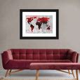 Crimson World Map Wall Art | Digital Art