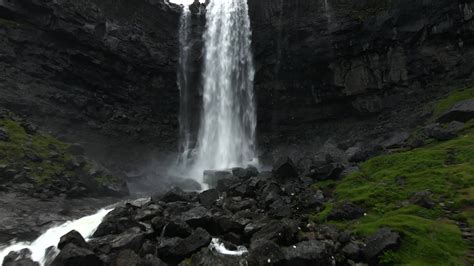 Fossa Waterfall in Faroe Islands by Drone 15675004 Stock Video at Vecteezy