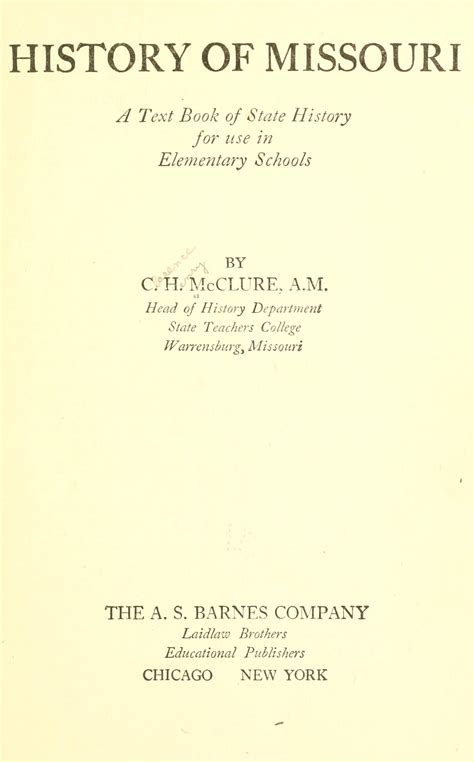 History of Missouri; a text book of state history for use in elementary ...