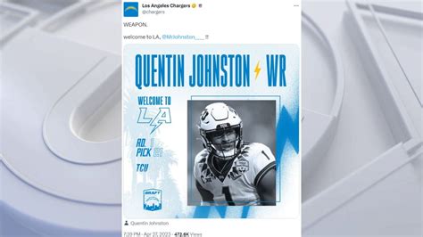 Chargers draft TCU wide receiver Quentin Johnston in 1st round | FOX 11 ...