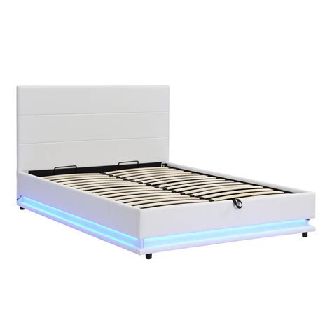 Buxton Faux Leather End Opening Ottoman Storage Bed Frame with Muti-colour LED Light Strip ...