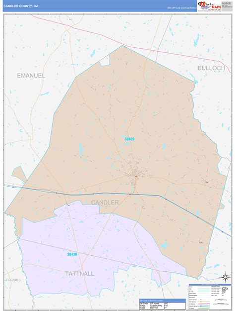 Candler County, GA Wall Map Color Cast Style by MarketMAPS