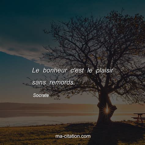 Le bonheur c'est le plaisir sans remords. Socrate. | Ma-Citation.com