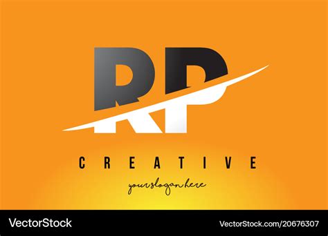 Rp r p letter modern logo design with yellow Vector Image