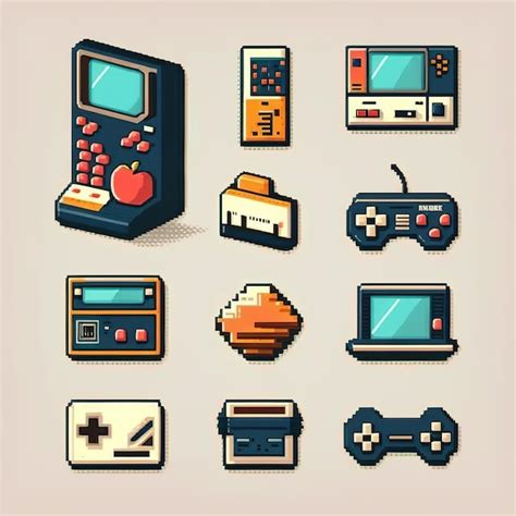 Premium AI Image | Pixel Art game icon object collection 16 bits 8 bits