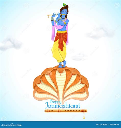 Krishna Dancing On Kaliya Naag Snake On Happy Janmashtami Background ...