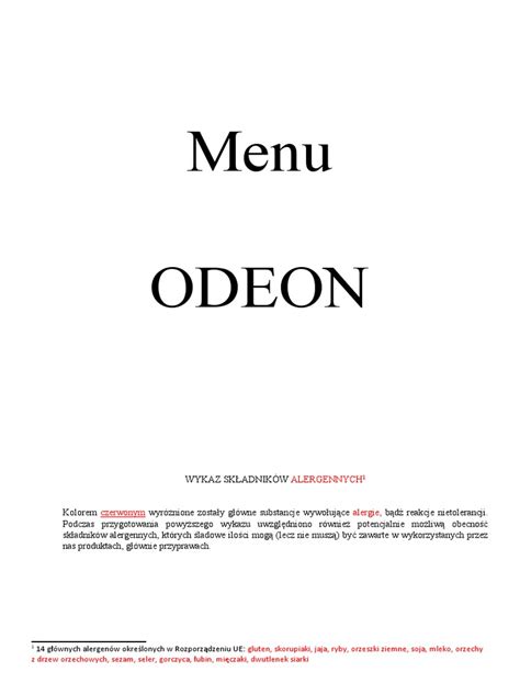 Menu Odeon | PDF