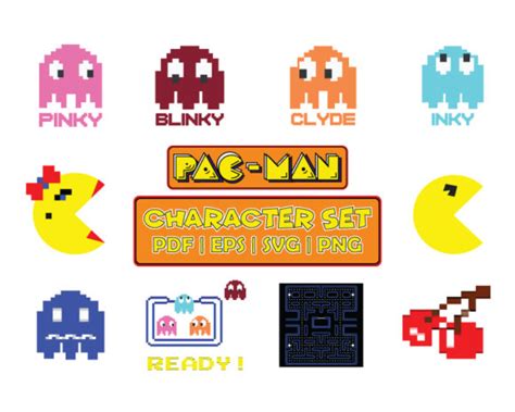 Pacman Classic Arcade Game Character Set Graphic by yumiguelgfxartshop ...