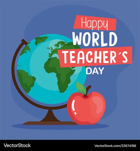 Happy world teachers day with globe earth Vector Image