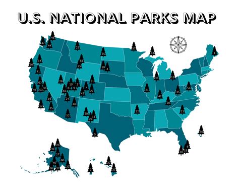 U.S. National Parks Map with All 63 Parks (Printable) | National parks map, National parks, Us ...