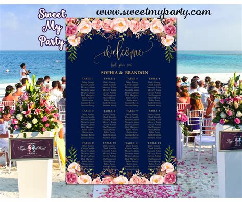 Blue Hydrangea Wedding Seating Plan Poster Printable Wedding Seating ...