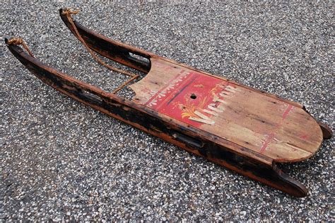 Antique Wooden Sled Primitive Wood Sled with Wrought Iron