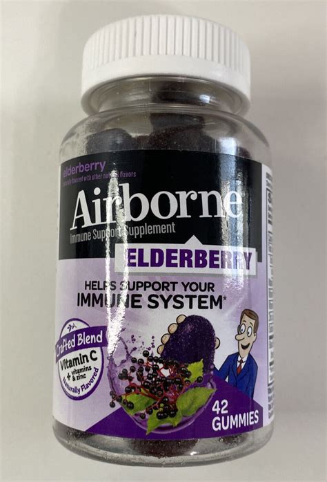 Airborne Elderberry Immune Support Supplement 50 Gummies Ex. 08-22 ...