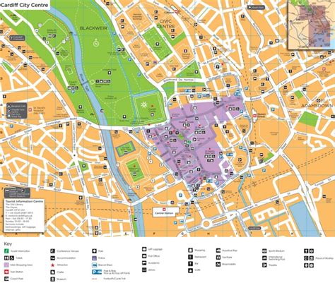 Cardiff city centre map - Ontheworldmap.com