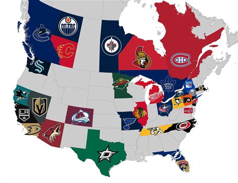 NHL Map Teams Logos Sport League Maps, 48% OFF