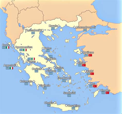 Map of the most important Greek Ports & their routine passenger ...