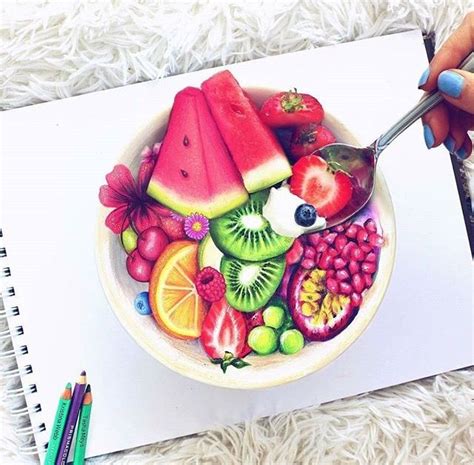 Fruits Drawing, Food Drawing, Colored Pencil Artwork, Color Pencil ...