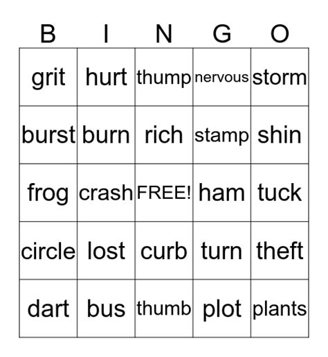 Spelling Drill 8 Bingo Card