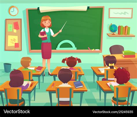 Classroom with kids teacher or professor teaches Vector Image