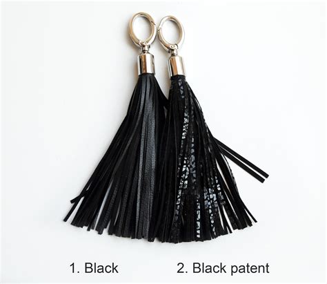 Black Leather Tassel Large tassel keychains by erikasleather