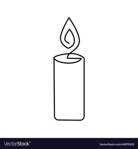 Candle line art drawing burning outline Royalty Free Vector