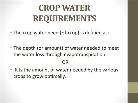 SOLUTION: Crop water requirements by blaney criddle method - Studypool