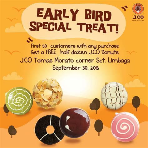 Manila Shopper: J.Co Tomas Morato Early Bird Special Opening Treat: September 30 2015