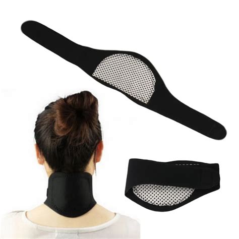 Neck pain Relief Tool Self Heating Brace Magnetic Tourmaline Therapy Neck Wrapping Collar ...