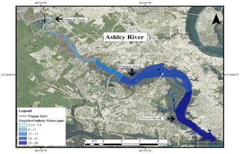 1. The Ashley River, South Carolina. The salinity profile of the river ...