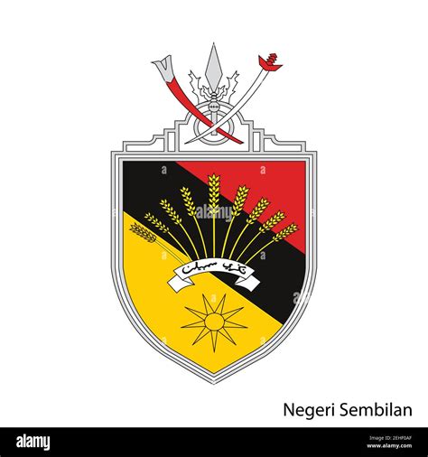 Coat of Arms of Negeri Sembilan is a Malaysian region. Vector heraldic ...