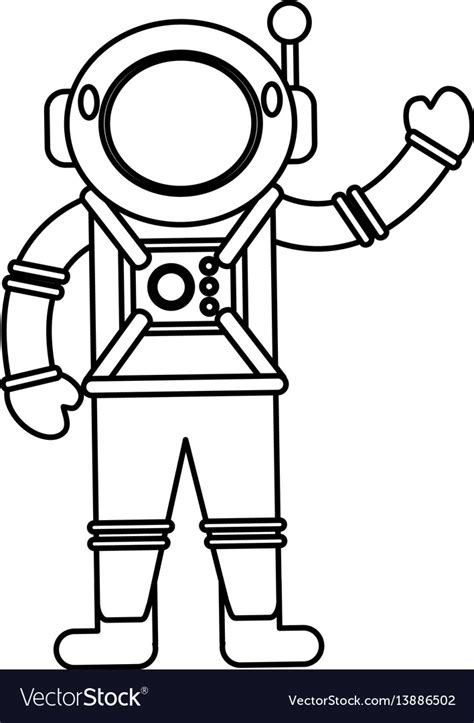 Astronaut spacesuit helmet outline Royalty Free Vector Image