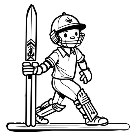 Cricket Player Vector Clipart, Black and white Cricket player vector ...