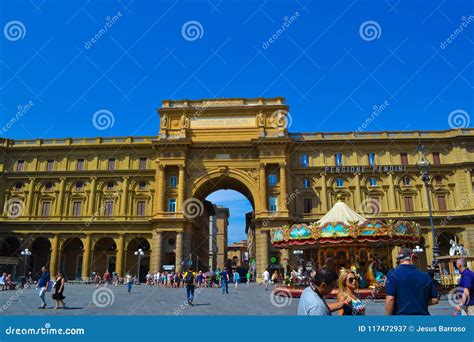 Piazza Della Repubblica Republic Square in Florence, Italy. Editorial Photography - Image of ...