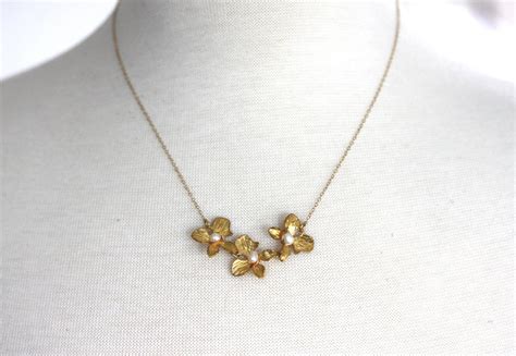 Gold Flower Necklace Gold Flower Necklace Gold Flower Pearl - Etsy