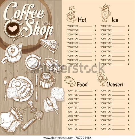 Menu Coffee Shop Cafe Restaurant Template Stock Vector (Royalty Free ...