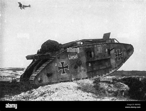 events, First World War / WWI, Western Front, British tank Mark IV, captured by the Germans ...