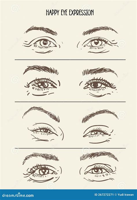 Drawing Happy Eye Expression Illlustration Stock Vector - Illustration of eyes, doodle: 267272271