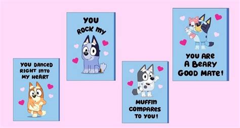 Digital Kids Valentine's day friendship cards, printable Bluey Valentine's cards in 2020 ...